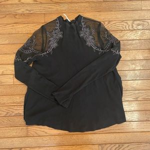 Free People Daniella Lace Shoulder Top